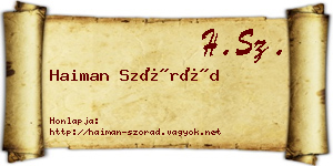 Haiman Szórád névjegykártya